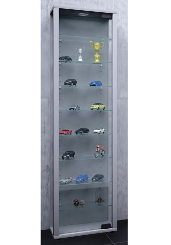 Edana Maxi skab med LED, m. 1 lger og 8 hylder - glas og gr tr