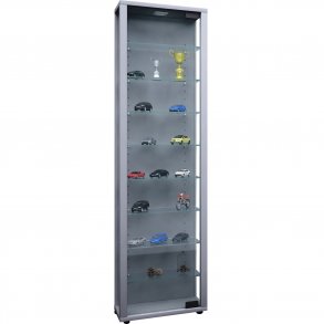 Edana Maxi skab med LED, m. 1 lger og 8 hylder - glas og gr tr