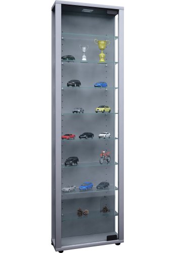 Edana Maxi skab med LED, m. 1 lger og 8 hylder - glas og gr tr