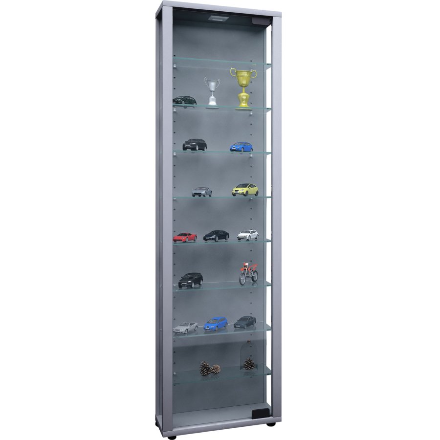 Edana Maxi skab med LED, m. 1 lger og 8 hylder - glas og gr tr