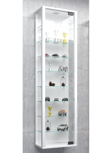 Stano Maxi skab uden LED, m. 1 lge og 8 hylder - glas og hvidt tr