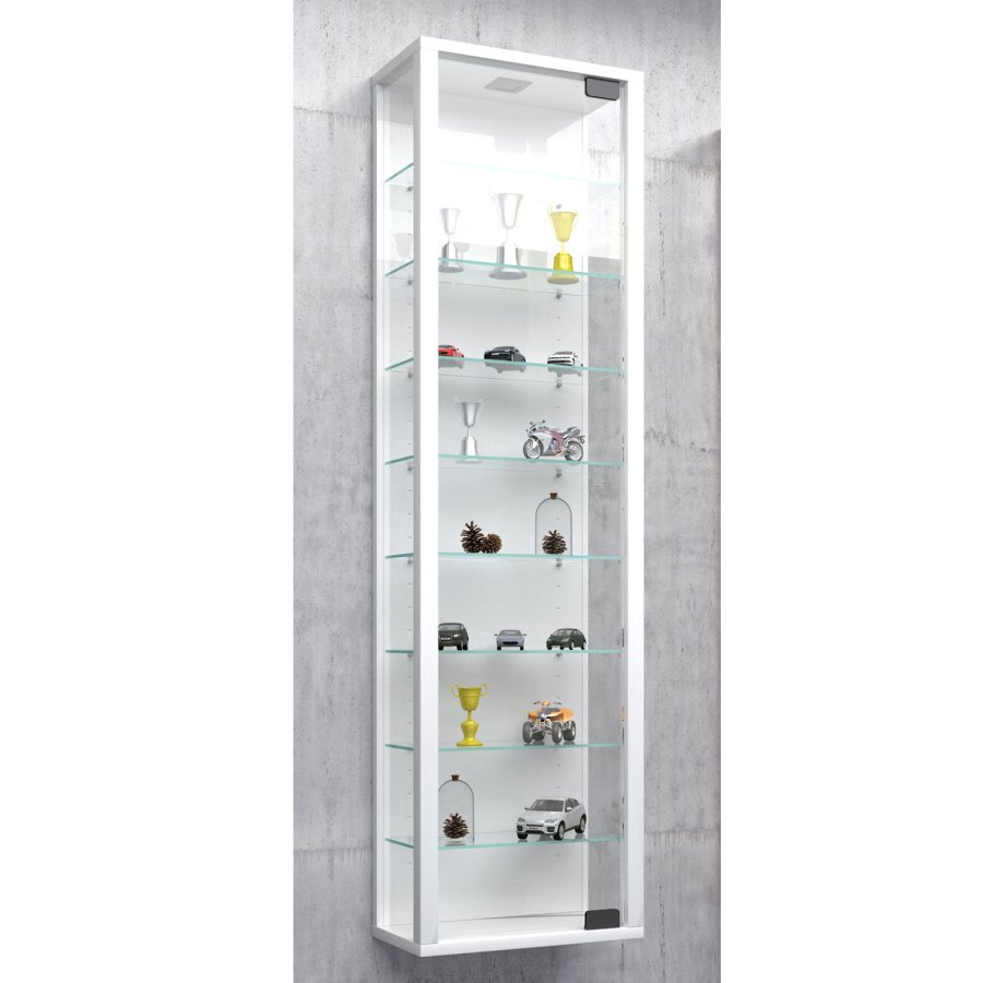 Stano Maxi skab uden LED, m. 1 lge og 8 hylder - glas og hvidt tr