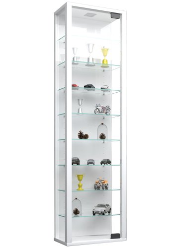 Stano Maxi skab uden LED, m. 1 lge og 8 hylder - glas og hvidt tr