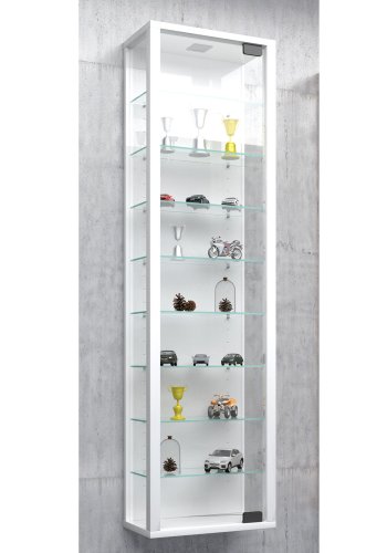 Stano Maxi skab med LED, m. 1 lge og 8 hylder - glas og hvid tr