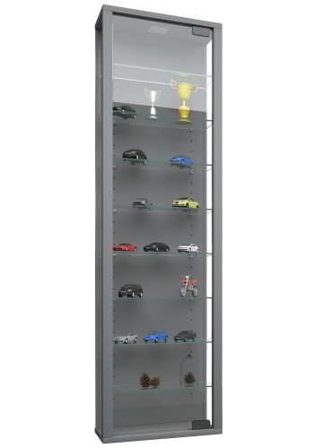 Stano Maxi skab med LED, m. 1 lge og 8 hylder - glas og gr tr