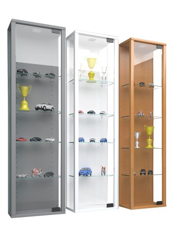 Stano Mini vgskab uden LED, m. 1 lge og 4 hylder - glas og hvid tr