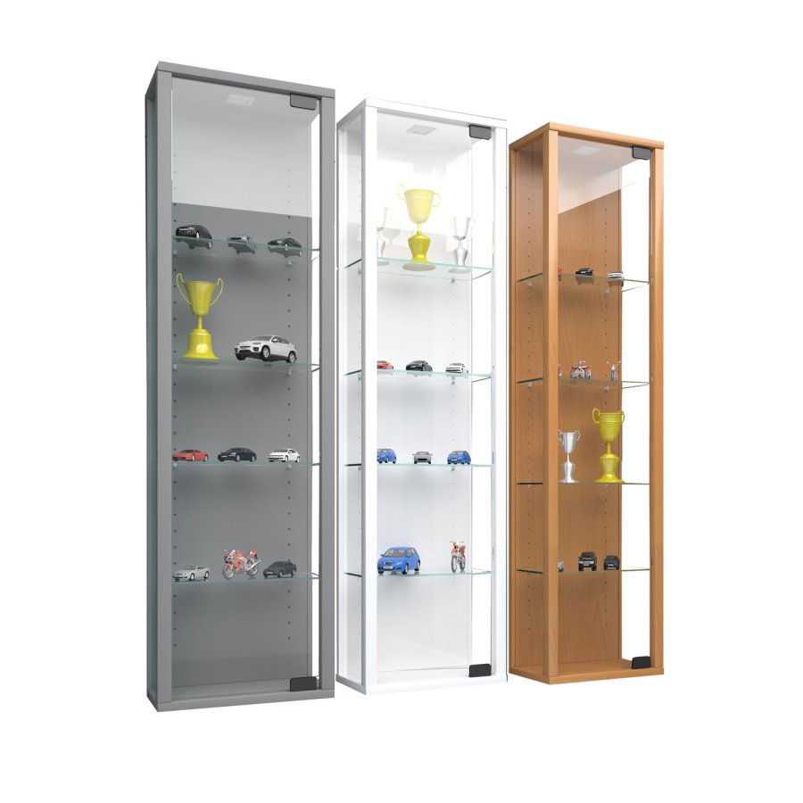 Stano Mini vgskab uden LED, m. 1 lge og 4 hylder - glas og hvid tr