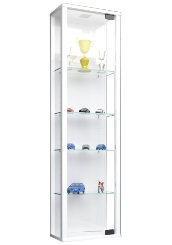 Stano Mini vgskab uden LED, m. 1 lge og 4 hylder - glas og hvid tr