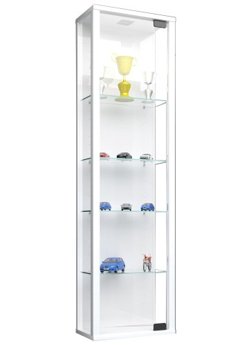 Stano Mini vgskab med LED, m. 1 lge og 4 hylder - glas og hvid tr