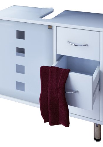 Darola underskab, m. 1 glaslge og 3 skuffer - hvid glas og tr