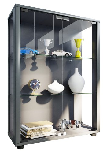 Sintalo skab uden LED, m. 2 lger og 2 hylder - glas og gr tr