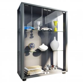 Sintalo skab uden LED, m. 2 lger og 2 hylder - glas og gr tr