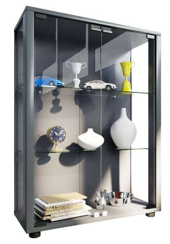 Sintalo skab uden LED, m. 2 lger og 2 hylder - glas og gr tr