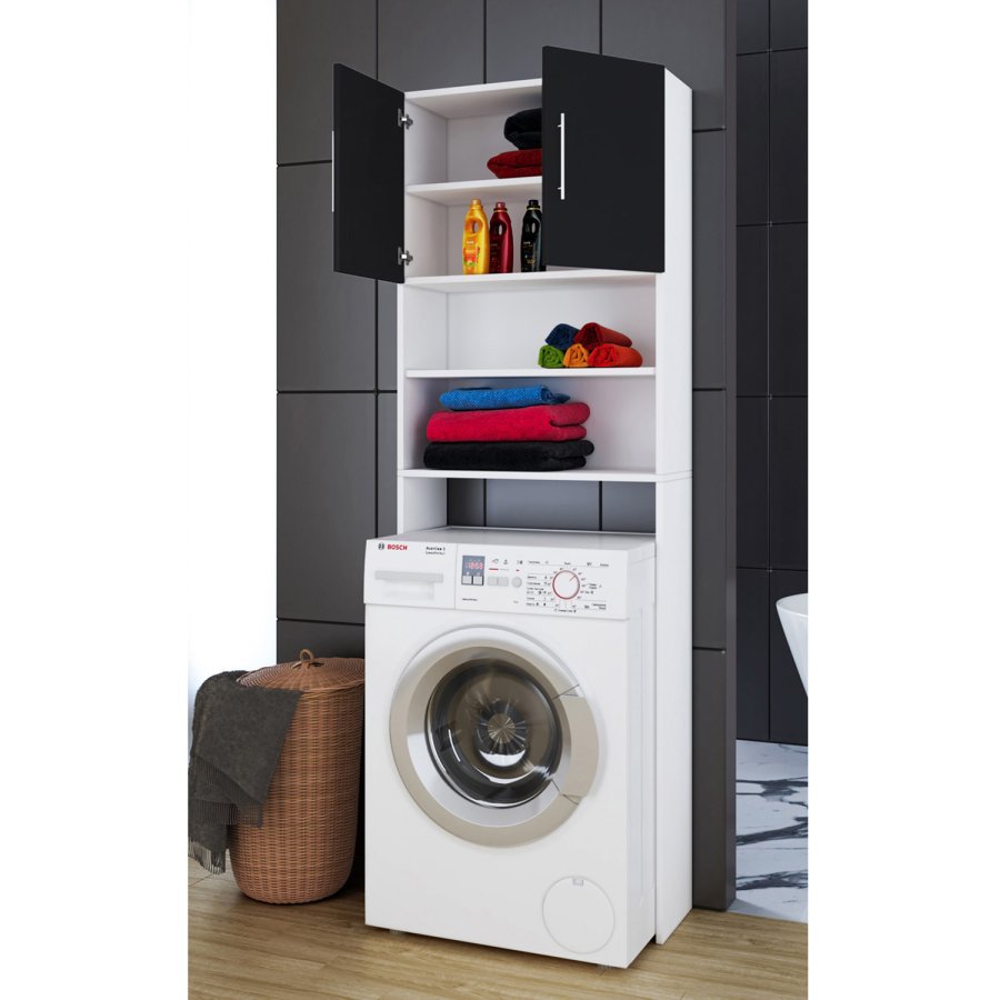 Jutas skab, m. 2 lger og 4 hylder - hvid og sort tr