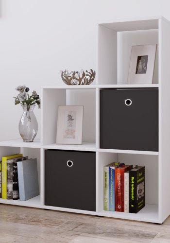 Nitas reol, m. 6 rum - hvid tr