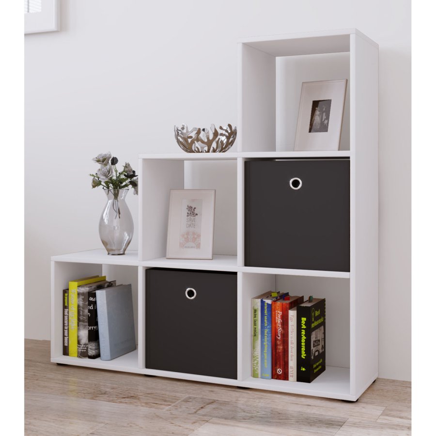 Nitas reol, m. 6 rum - hvid tr