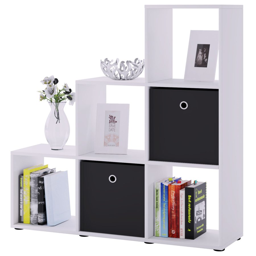 Nitas reol, m. 6 rum - hvid tr