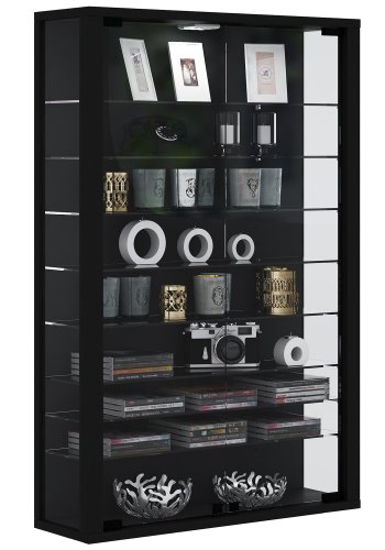 VitLight pink Mini vgskab uden LED, m. 2 lger og 8 hylder - glas og sort tr