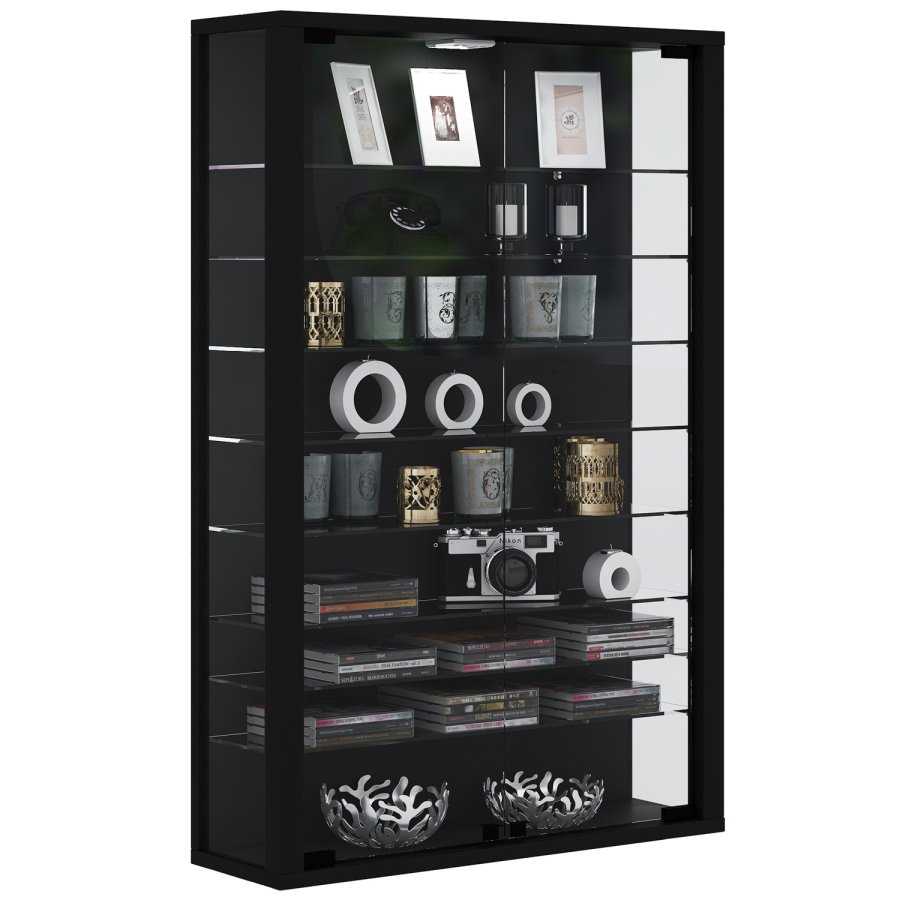 VitLight pink Mini vgskab uden LED, m. 2 lger og 8 hylder - glas og sort tr