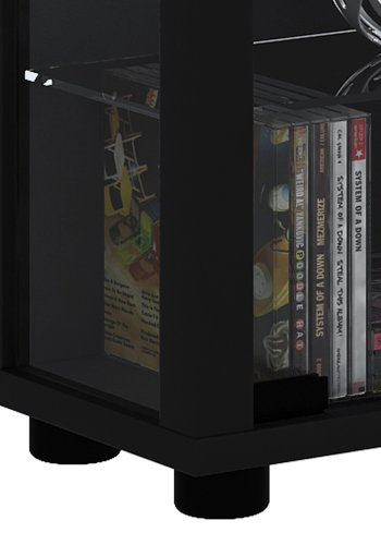 Lumo Maxi skab med LED, m. 2 lger og 8 hylder - glas og sort tr