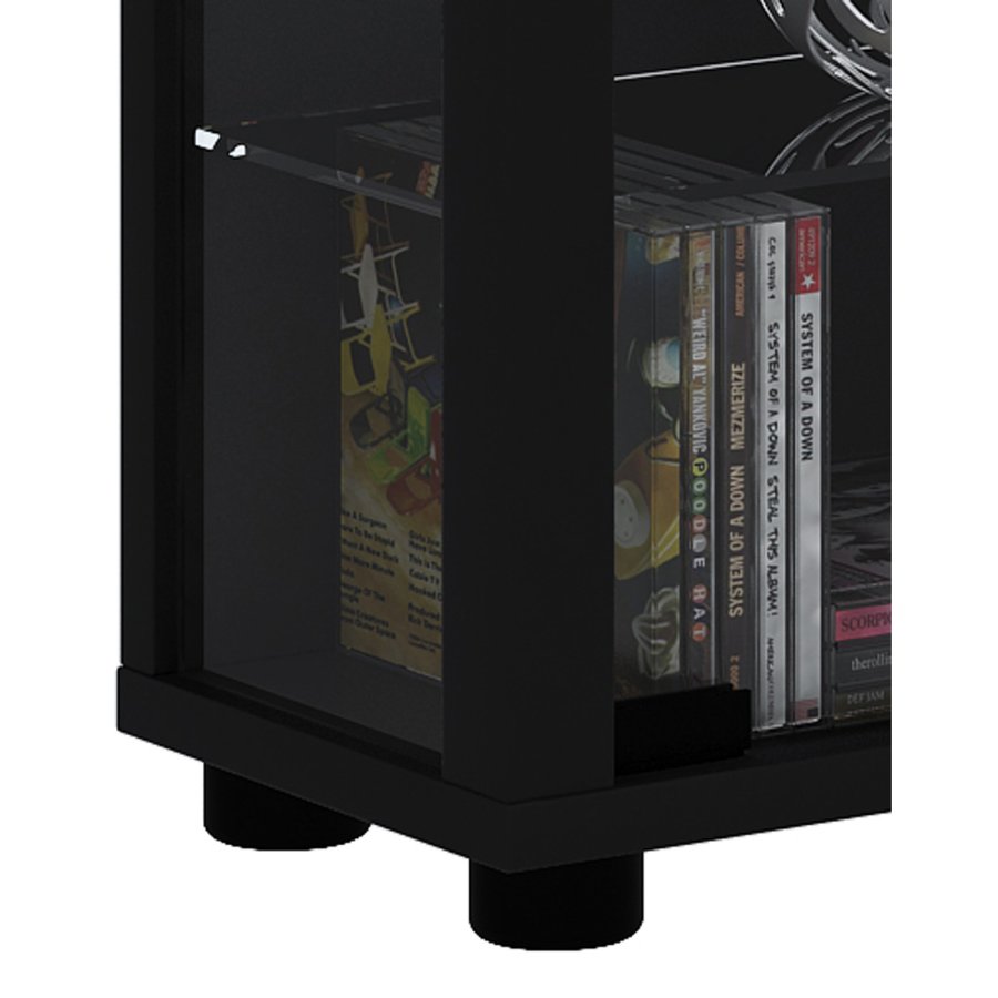 Lumo Maxi skab med LED, m. 2 lger og 8 hylder - glas og sort tr