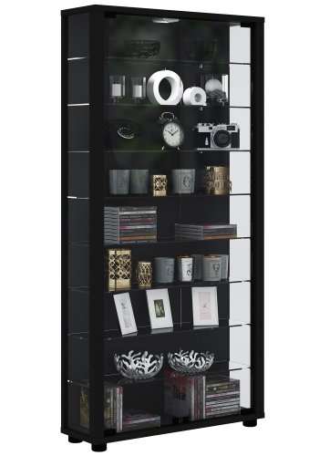 Lumo Maxi skab uden LED, m. 2 lger og 8 hylder - glas og sort tr