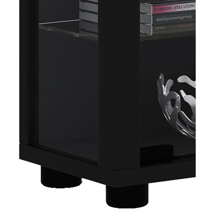 Lumo Mini skab med LED, m. 2 lger og 8 hylder - glas og sort tr