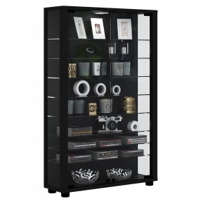 Lumo Mini skab uden LED, m. 2 lger og 8 hylder - glas og sort tr