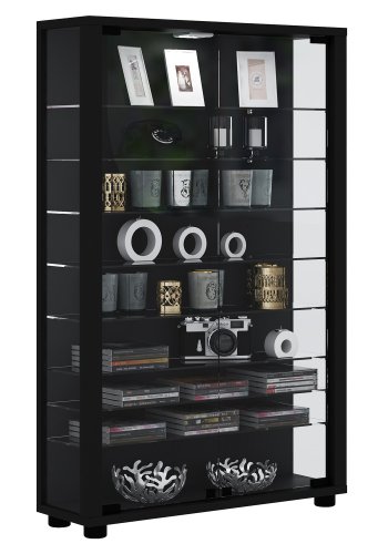 Lumo Mini skab uden LED, m. 2 lger og 8 hylder - glas og sort tr