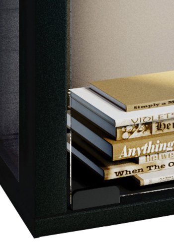 Udina vgskab uden LED, m. 2 lger og 2 hylder - glas og sort tr