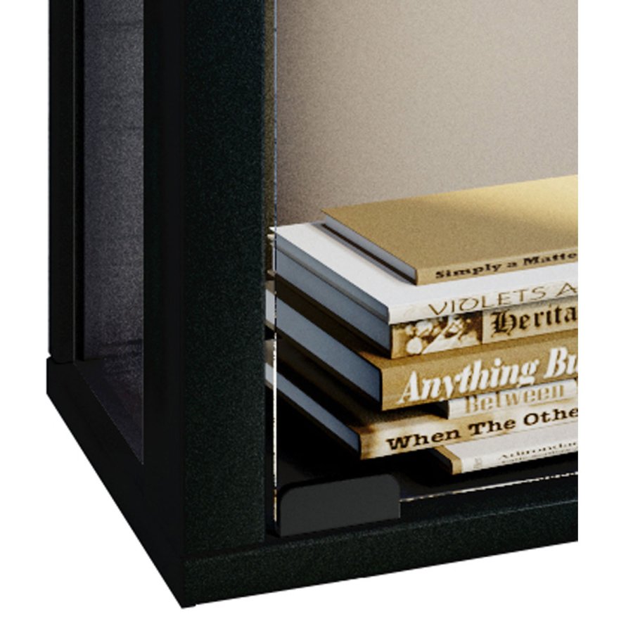 Udina vgskab uden LED, m. 2 lger og 2 hylder - glas og sort tr