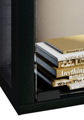 Udina vgskab med LED, m. 2 lger og 2 hylder - glas og sort tr