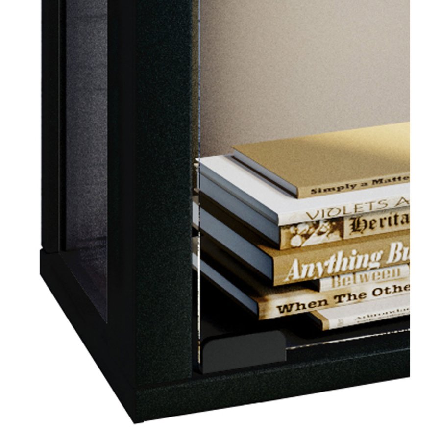 Udina vgskab med LED, m. 2 lger og 2 hylder - glas og sort tr