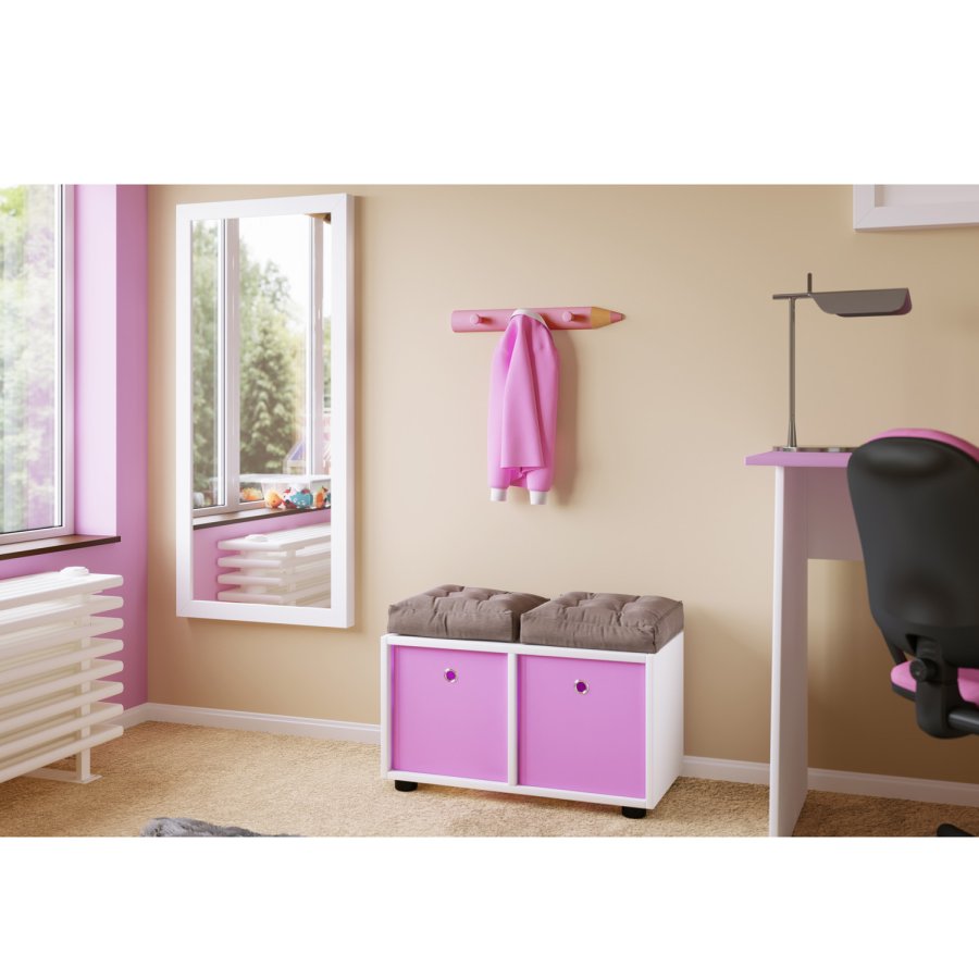 Stifto knagerkke, m. 3 knager - lyserd tr