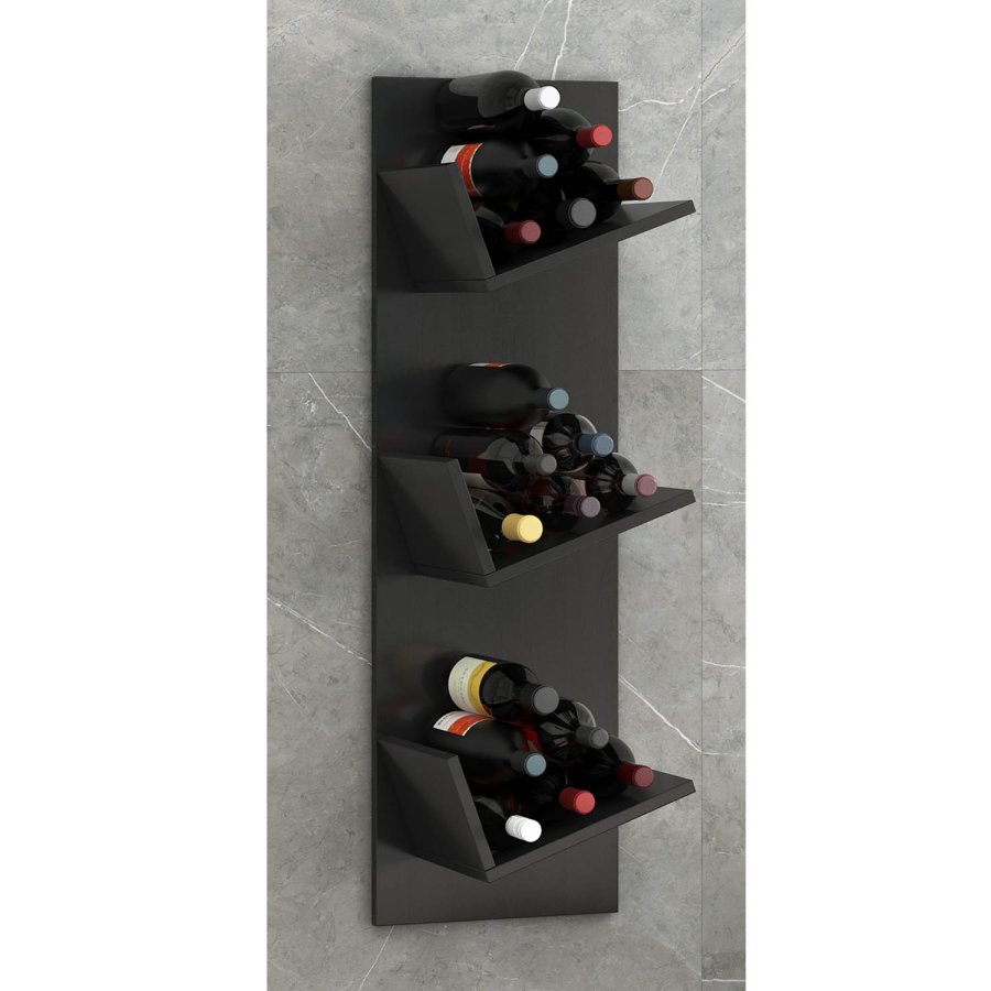 Vinosi vinreol, m. plads til 18 vinflasker - sort tr