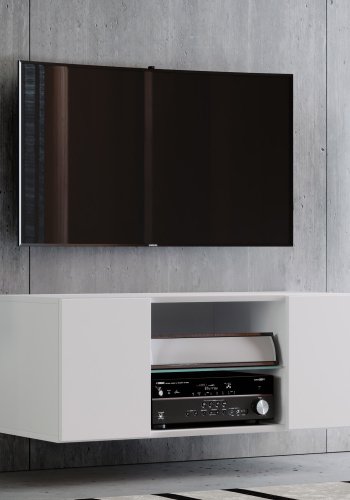 Jusa 95 TV-vgskab, m. 2 lger og 1 hylde - glas og hvid tr