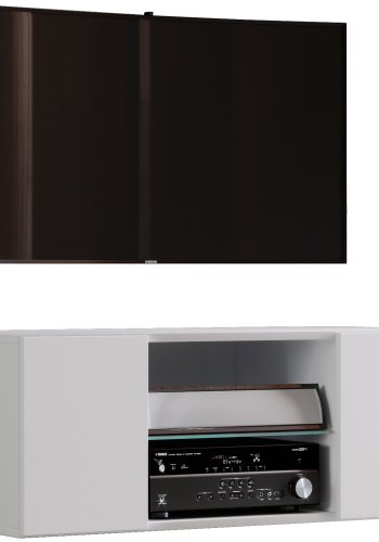 Jusa 95 TV-vgskab, m. 2 lger og 1 hylde - glas og hvid tr