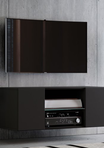 Jusa 95 TV-bord, m. 2 lger og 1 hylde - glas og sort tr