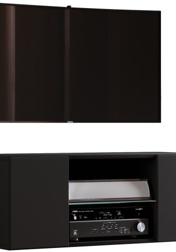 Jusa 95 TV-bord, m. 2 lger og 1 hylde - glas og sort tr