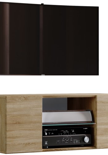 Jusa 95 TV-vgskab, m. 2 lger og 1 hylde - glas og natur tr