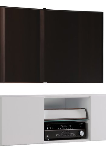 Jusa 115 TV-vgskab, m. 2 lger og 1 hylde - glas og hvid tr