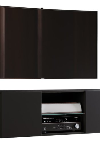 Jusa 115 TV-vgskab, m. 2 lger og 1 hylde - glas og sort tr