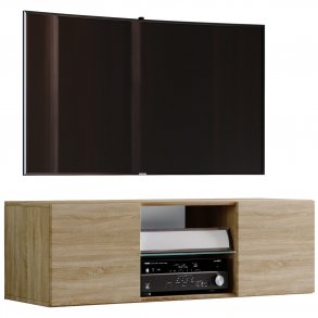 Jusa 115 TV-vgskab, m. 2 lger og 1 hylde - glas og natur tr