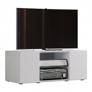 Lowina 95 TV-bord, m. 2 lger og 1 hylde - glas og hvid tr