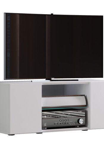 Lowina 95 TV-bord, m. 2 lger og 1 hylde - glas og hvid tr