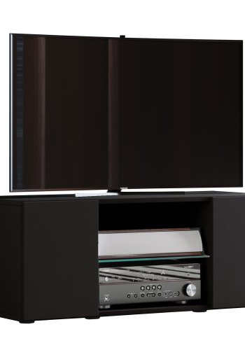 Lowina 95 TV-bord, m. 2 lger og en hylde - glas og sort tr