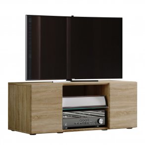 Lowina 95 TV-bord, m. 2 lger og 1 hylde - glas og natur tr