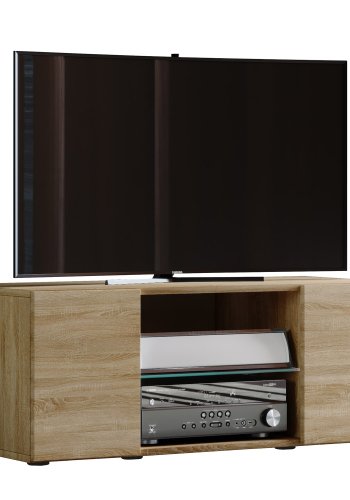 Lowina 95 TV-bord, m. 2 lger og 1 hylde - glas og natur tr