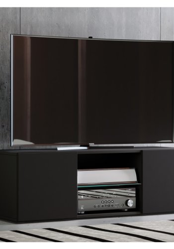 Lowina 115 TV-bord, m. 2 lger og 1 hylde - glas og sort tr