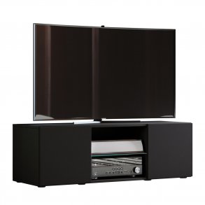 Lowina 115 TV-bord, m. 2 lger og 1 hylde - glas og sort tr